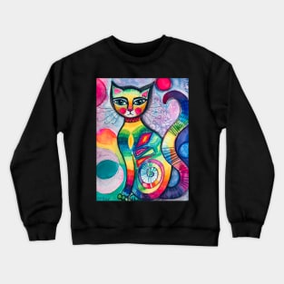 I invented a cat (watercolour, mixed media) Crewneck Sweatshirt